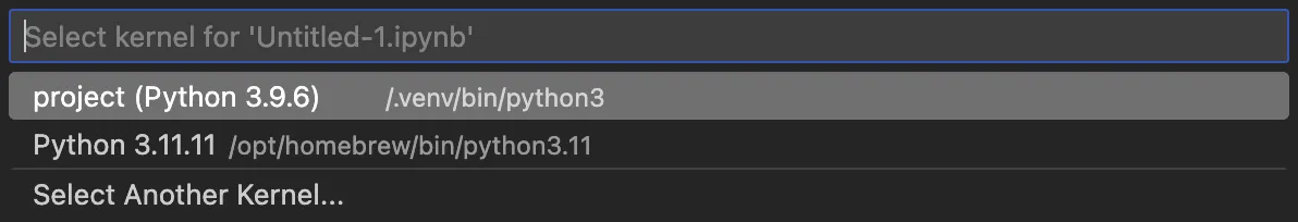 カーネル一覧で登録したカーネルを選択