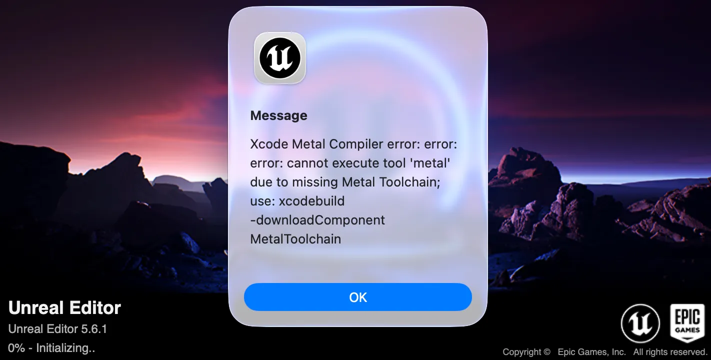 Xcode Metal Compiler errorのエラー画面（Xcode）