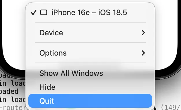 Dock の右クリックメニューから Quit を選んでも終了しない