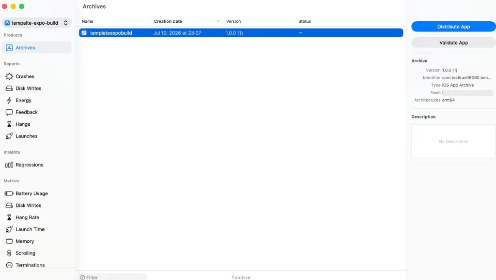 Archive 完了後の Organizer